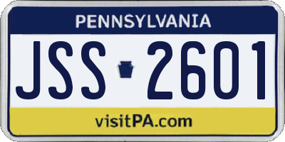 PA license plate JSS2601