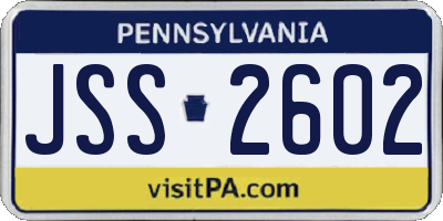 PA license plate JSS2602