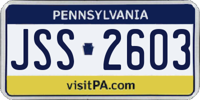 PA license plate JSS2603