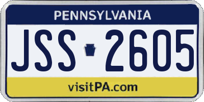 PA license plate JSS2605