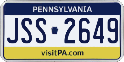 PA license plate JSS2649