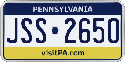 PA license plate JSS2650