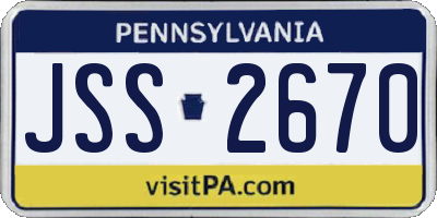 PA license plate JSS2670