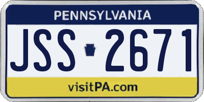 PA license plate JSS2671