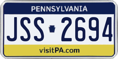 PA license plate JSS2694