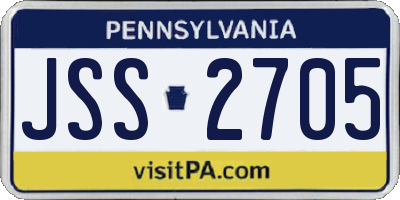 PA license plate JSS2705