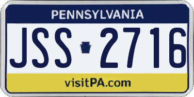 PA license plate JSS2716