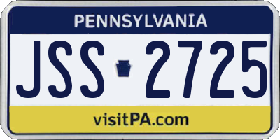 PA license plate JSS2725