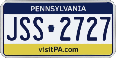 PA license plate JSS2727