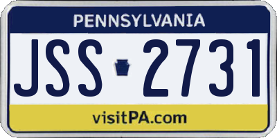 PA license plate JSS2731