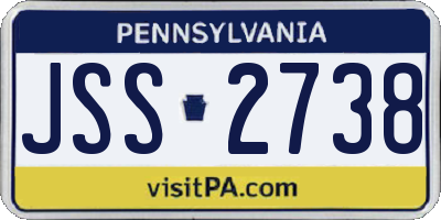 PA license plate JSS2738