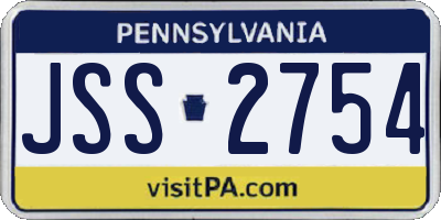 PA license plate JSS2754