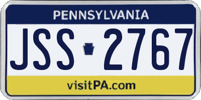 PA license plate JSS2767