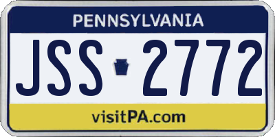PA license plate JSS2772
