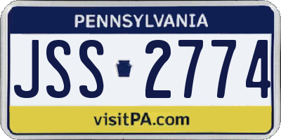 PA license plate JSS2774