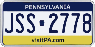 PA license plate JSS2778