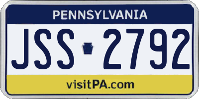 PA license plate JSS2792