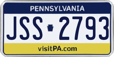 PA license plate JSS2793