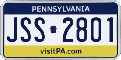 PA license plate JSS2801