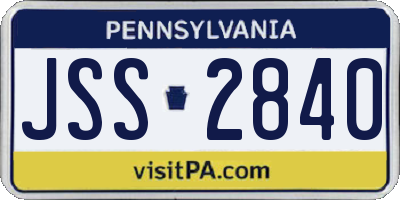 PA license plate JSS2840