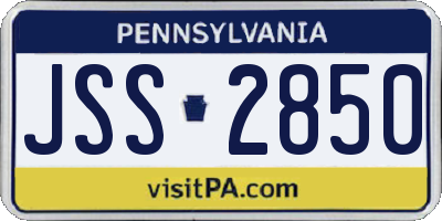 PA license plate JSS2850