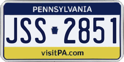 PA license plate JSS2851