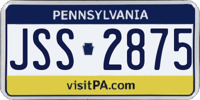 PA license plate JSS2875