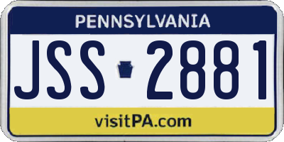 PA license plate JSS2881