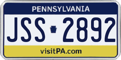 PA license plate JSS2892