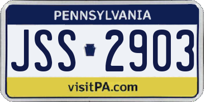 PA license plate JSS2903