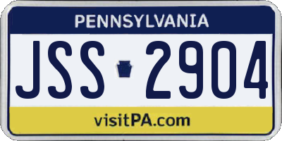 PA license plate JSS2904
