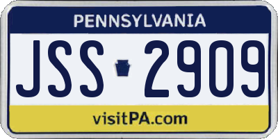 PA license plate JSS2909