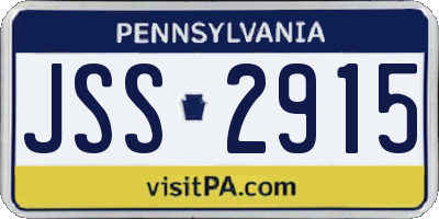 PA license plate JSS2915
