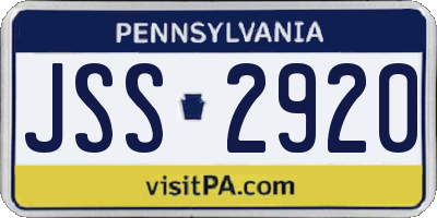 PA license plate JSS2920