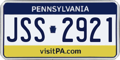 PA license plate JSS2921