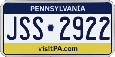 PA license plate JSS2922