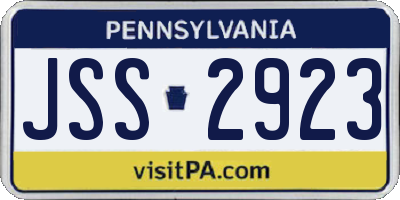 PA license plate JSS2923