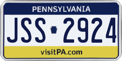 PA license plate JSS2924