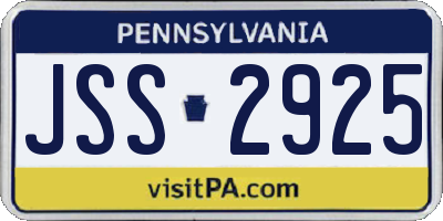 PA license plate JSS2925