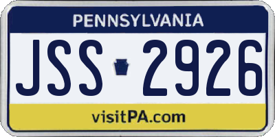 PA license plate JSS2926
