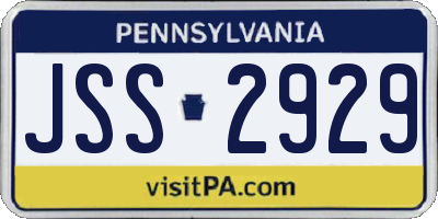 PA license plate JSS2929