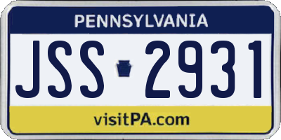 PA license plate JSS2931