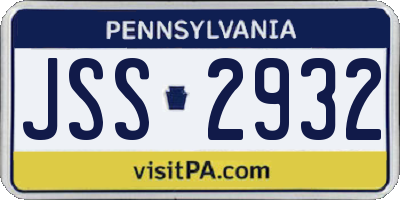 PA license plate JSS2932
