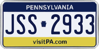 PA license plate JSS2933