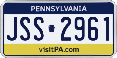 PA license plate JSS2961