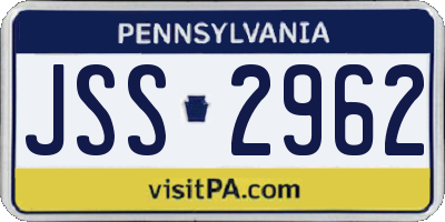 PA license plate JSS2962