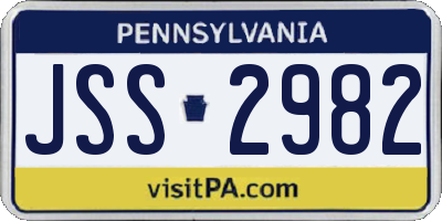 PA license plate JSS2982