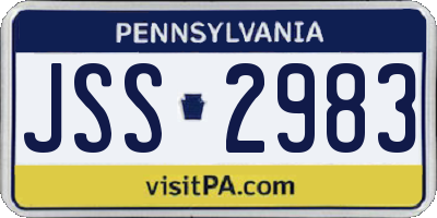 PA license plate JSS2983