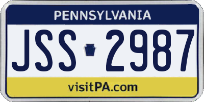 PA license plate JSS2987