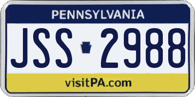 PA license plate JSS2988